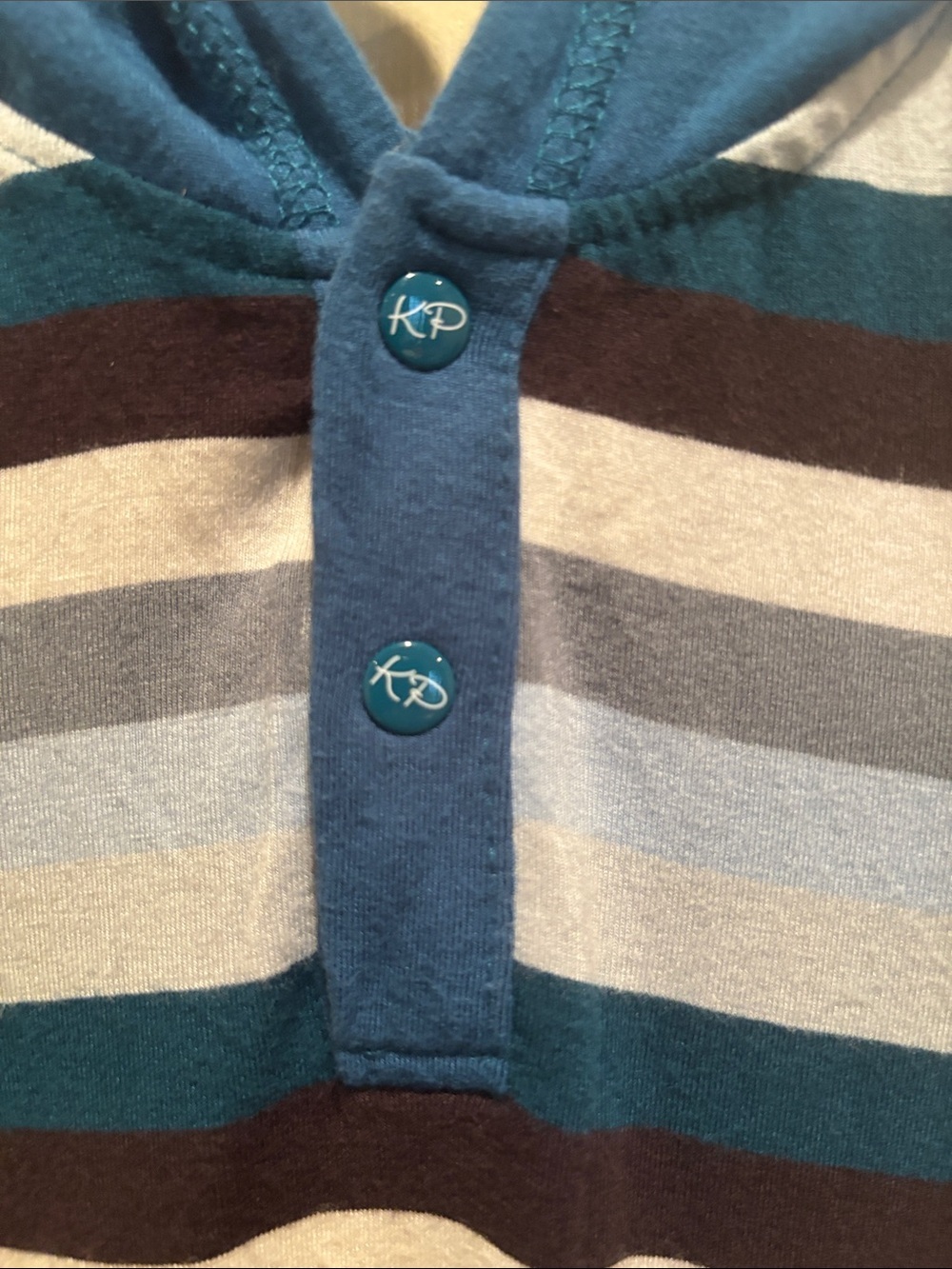 Kickee Pants Print Bamboo Long Sleeve Hooded Romper - Meterology Stripe 12-18 Mo - Picture 3 of 5